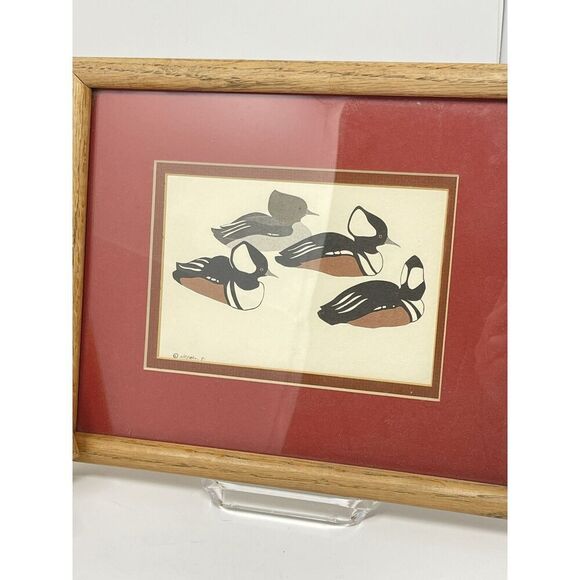 Framed Vintage Waterfowl Bird Prints Ducks And Cranes One Signed W Morgan - Picture 3 of 9